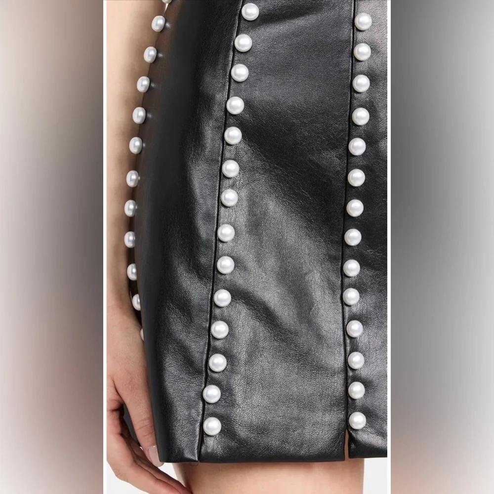 ALICE + OLIVHA LECIA EMBELLISHED VEGAN LEATHER MINI SKIRT SIZE 2 - Picture 6 of 6